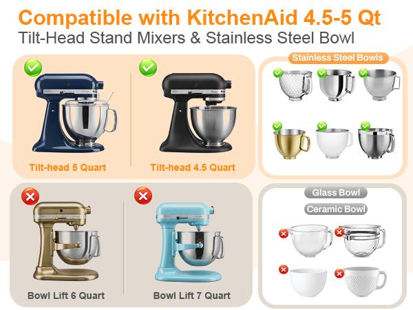 Silicone Bowl Liners for KitchenAid Mixer,Fits 4.5-5Qt Tilt-Head,Thickened Odorless Non-Stick Kitchenaid Silicone Bowl Liner, Dishwasher Safe Easy Clean,3 Pack with Lids,Kitchen Bowls, Food StorageBowl, Kitchenware