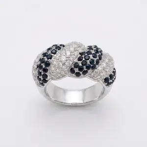 Silver ring with Black and White Stones