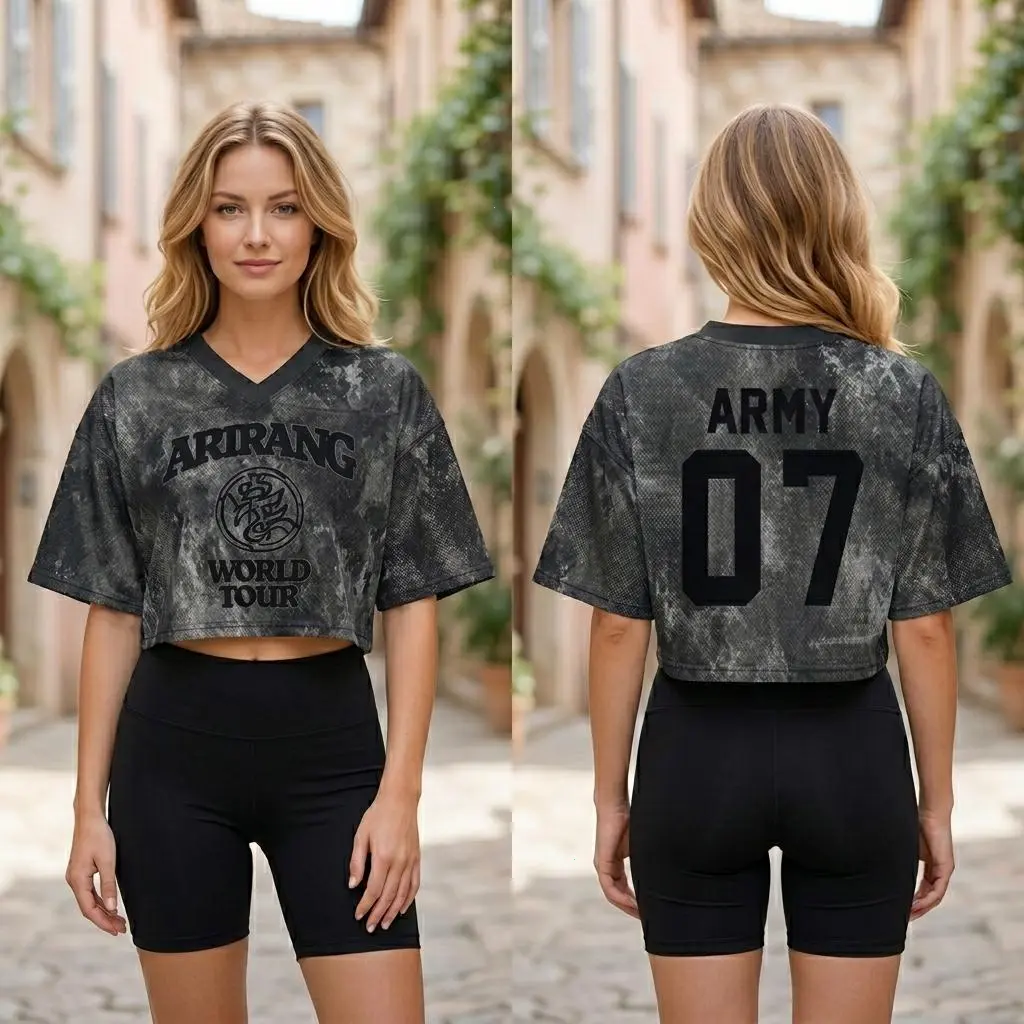 MESH Bangtan arirang 2026 world tour crop top jersey, armyconcert merch, fan apparel croptop for women her