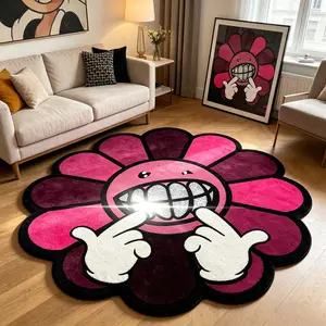 Trendy Sunflower Shape Rug, Soft Comfortable Mat, Hand Wash Only, Ideal for Living Room, Bedroom, Kitchen, Hallway Decor, Floral Rugs