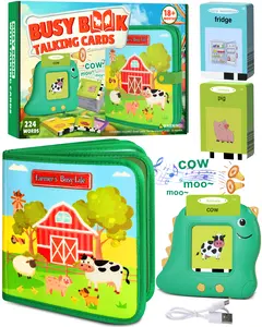 Bilingual Spanish Vocabulary Flashcards for Toddlers 1-3 – Talking Flash Cards with Card Reader, Montessori Busy Book with 224 Sight Words, Travel Learning Toy Gift