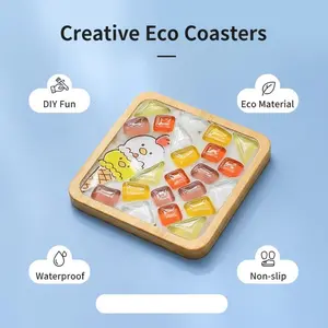 Handmade Mosaic Art Coaster Set, Colorful Tiles and Bamboo Base, Unique and Practical Home Decor, Stylish Table Accessories