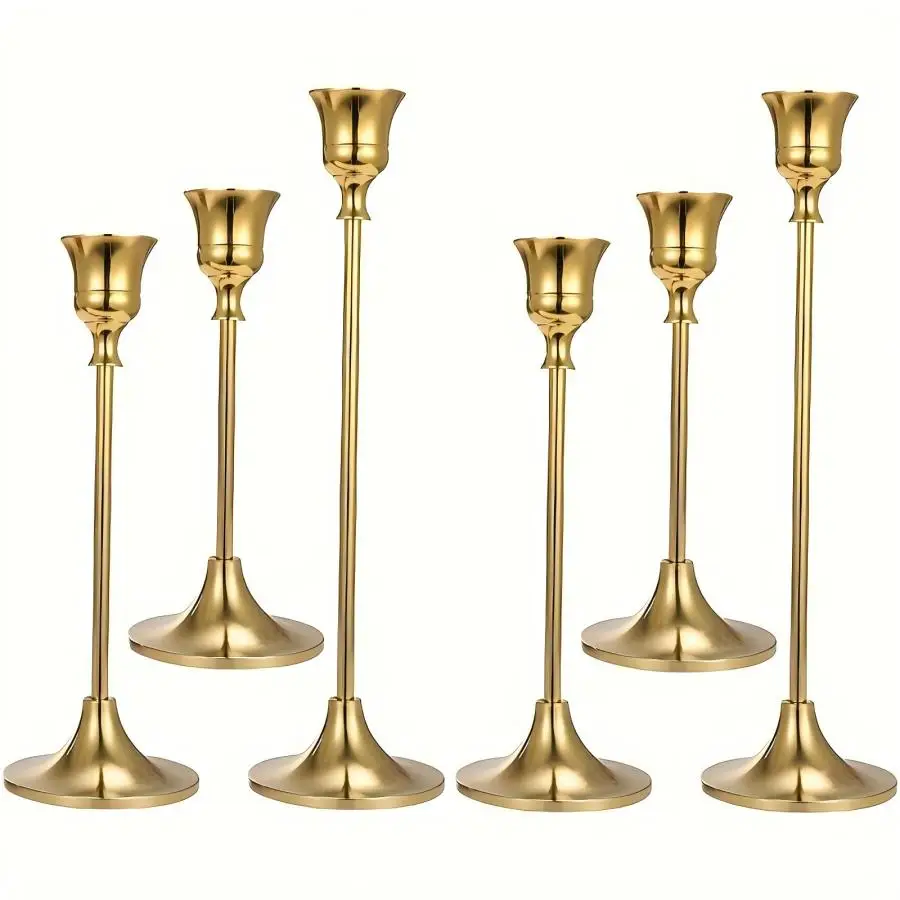 Candle Holder Set, 6 Counts/set Modern Simple Candle Stand, Desktop Decoration for Home Decor Living Room Bedroom Dining Room Wedding Party, Room Deco