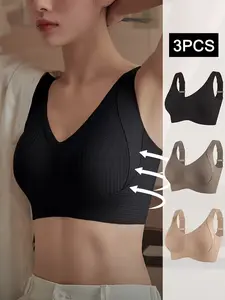 H     6-Pack Women's Seamless Full Coverage Bras Wireless Underwear with Wide Straps Soft Support Black Coffee Apricot Elegant Daily Wear for Various Occasions Smooth Texture Seamless Craft Full Coverage Bras Womenswear Everyday Fits