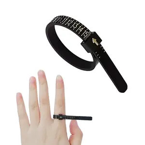 1-Pack US Ring Sizer Gauge – Reusable Plastic Finger Measuring Tool, Sizes 1–17, Black