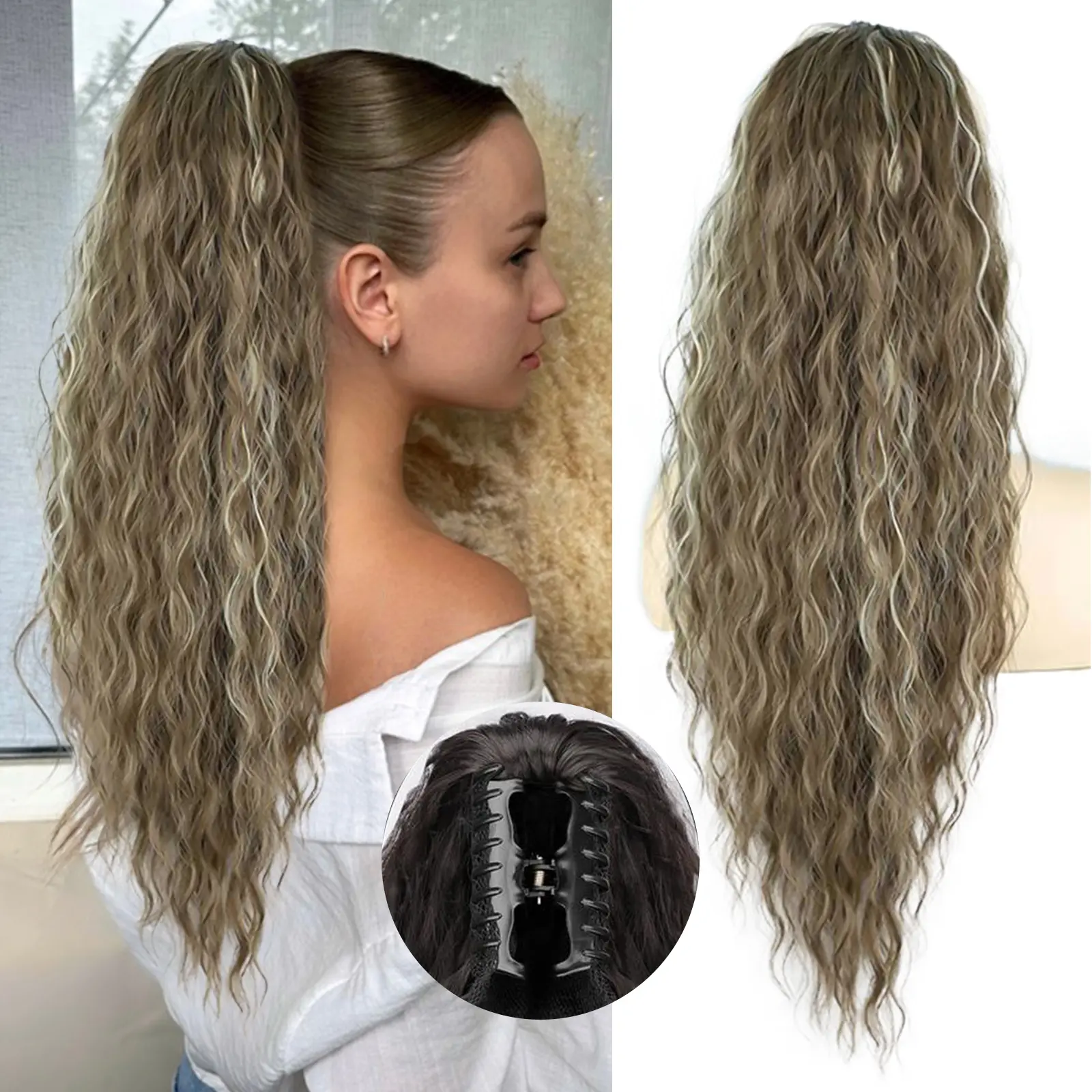 18H24# Dirty Brown Mix Blonde Claw Clip