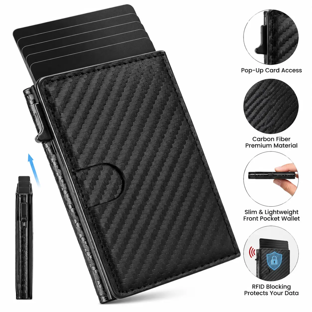 【Deals for you】Men's Smart Wallet Minimalist Card Holder with RFID Blocking Upgrade PU Leather Pop-up Wallet for Daily Use Gift for Men,Father's Day Gift
