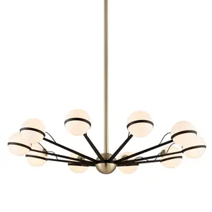 Ace Large Chandelier With Opal Glass Shades And Geometric Design