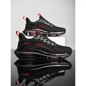 Men's High-Elastic Dual Air Cushion Running Shoes, Running Sneakers, Lightweight Breathable Textile, Sporty Style, All Seasons