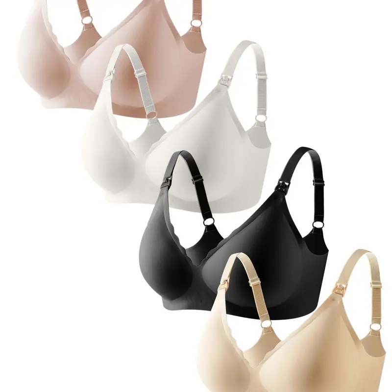 Maternity's Solid Adjustable Strap Bra, Casual Comfortable Breathable Bra for All Seasons, Maternity Lingerie for Daily Wear, Bra Pack