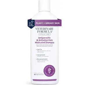 Veterinary Formula Clinical Care Antiparasitic & Antiseborrheic Medicated Dog Shampoo, 16 oz – Paraben, Dye, Soap Free – Hydrating and Antifungal Shampoo for Dogs, White
