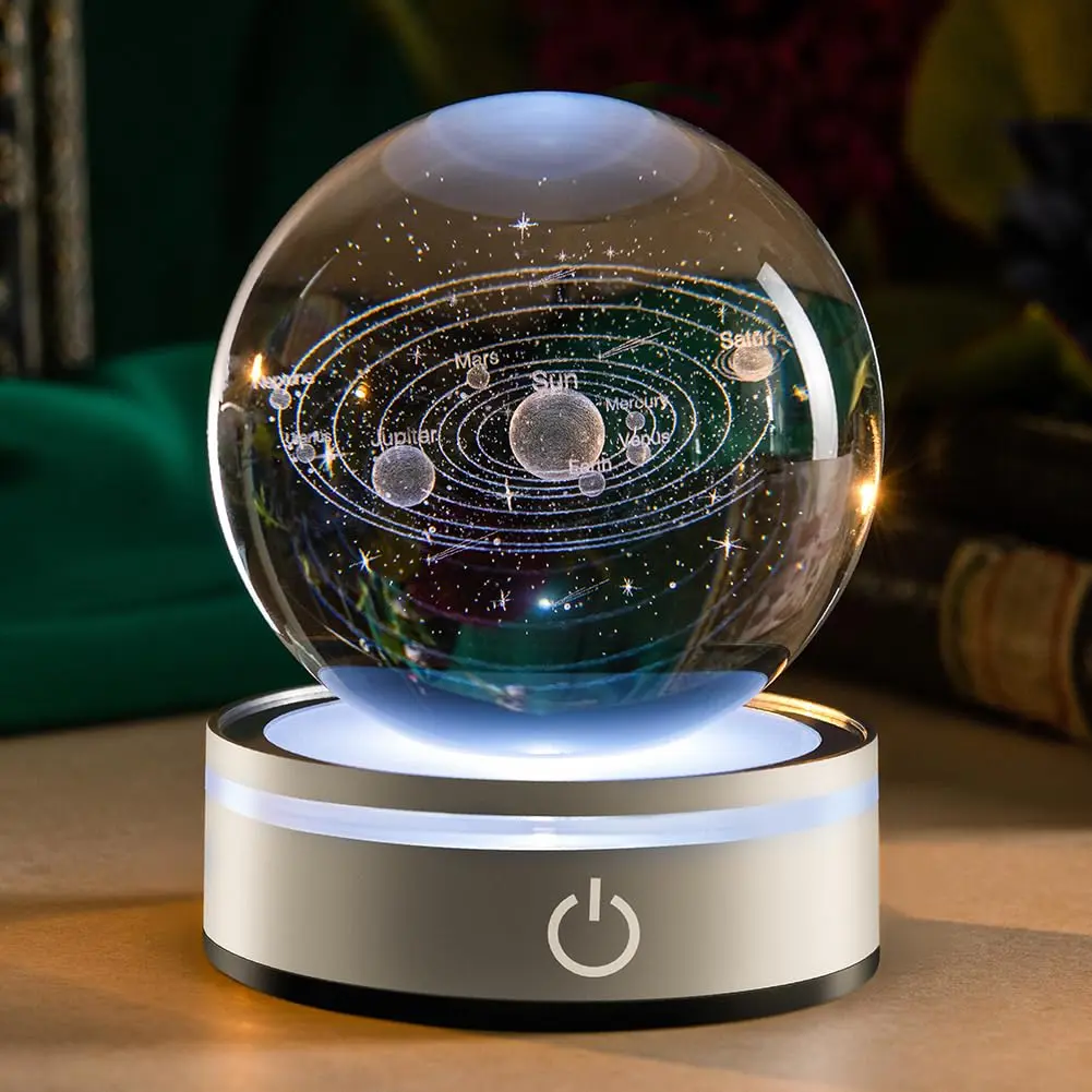 3d Solar System Crystal Ball Model Gift Space Astronomy Multicolor Universe Globe Science Astrophysics Night Light Bedroom Adults