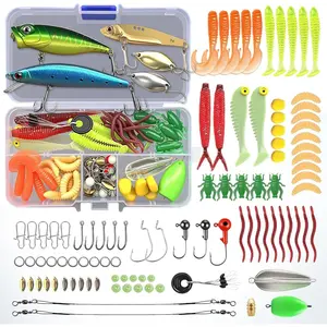 Fishing Lures Kit with Tackle Box, Fishing Gear for Zander, Trout & Perch, Mixed Artificial Baits Including Soft Lures, Spinner, Vib & Jigheads, Freshwater
