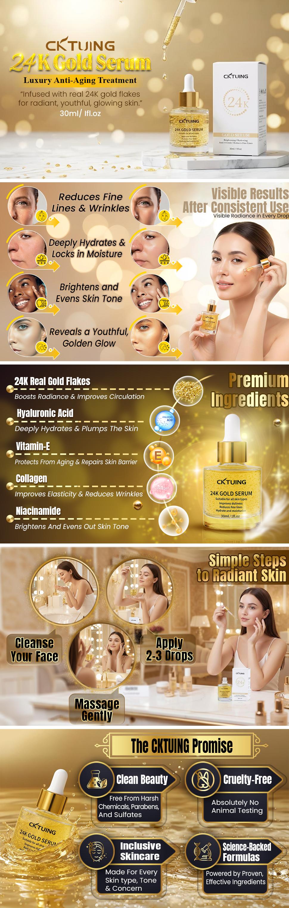 CKTUING 24K Gold Serum for Face - 30 ml