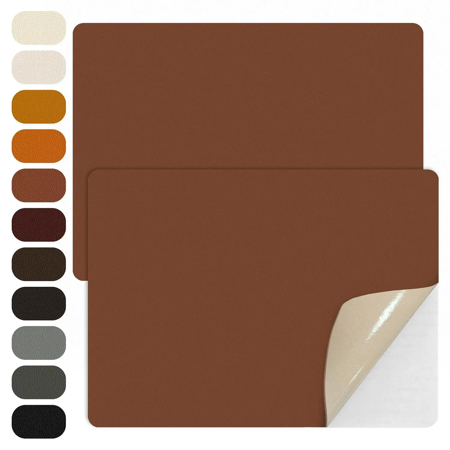WILDS Leather Repair Patches - 2 Pcs 8x11 in Self-Adhesive Patch for Sofas, Car Seats (Brown), Patch Repair Leather
