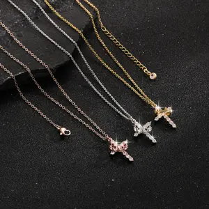 Trendy Crown Cross Necklace for Women - Cute Tiny Pendant Jewelry for Daily Wear & Parties, Perfect Gift for Fashion Lovers & Elegant Accessory