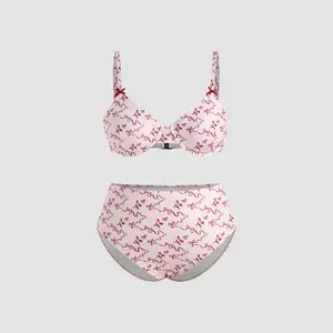 Cider V-neck Bowknot Underwire Full Coverage Bikini Set Curve & Plus