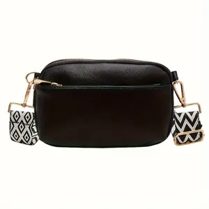 Triple Zip Small Crossbody Bag for women,Wide Strap Cell Phone Purse Shoulder Handbag Wallet with Credit Card Slots