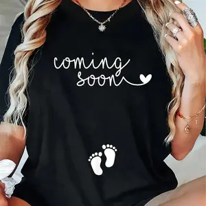 100% Cotton Casual Tshirt Pregnancy Announcement For Pregnant Mom To Announce Pregnant T-Shirt Breathable Clothes