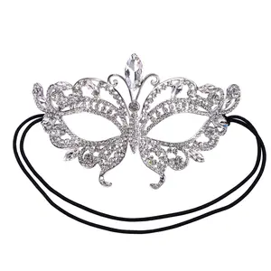 OIDEA Masquerade Mask for Women Rhinestone Half Face Mardi Gras Mask Halloween Carnival Costume Party Mask White