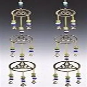 Triple triquetra Brass Chime with Beads 25 Long