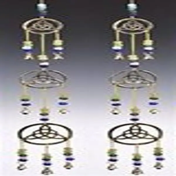 Triple triquetra Brass Chime with Beads 25 Long