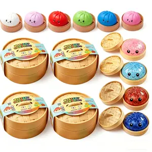 2026 New Glitter Dumpling Squishy with Steamer Box, Soft Sensory Fidget Steamed Bun Squeeze Toy for Adult Stress & Anxiety Relief