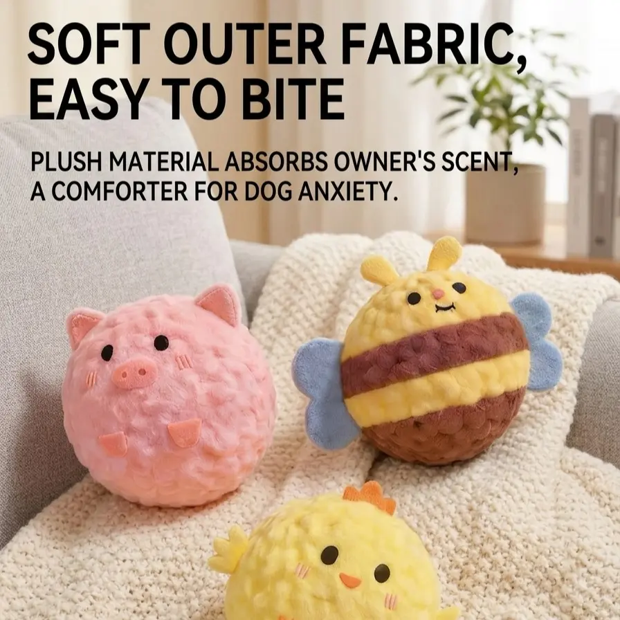 Dog Squeaky Toy- Cartoon ball for Teeth Cleaning and interactive Play.
