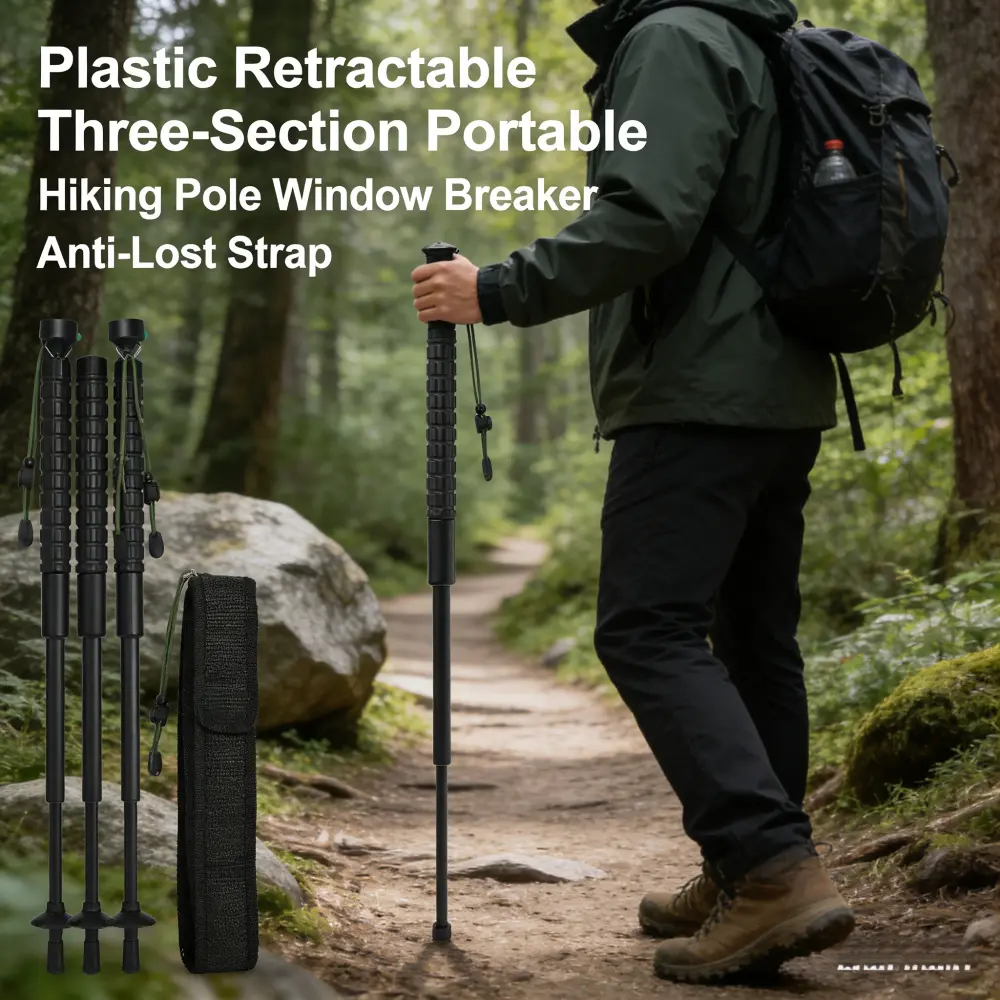 Lightweight Hiking Pole, 3-Section Retractable & Portable Design, Multifunctional Walking Stick (270G 300G) for Camping