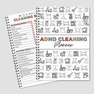 ADHD Cleaning Planner, Bundle Household Cleaning Schedule and Checklist Management