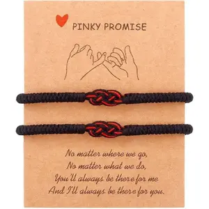 Matching Couple Bracelets for Men Women RedBlack Mix Infinity Love Lucky Bracelet TibetanLucky Amulet Knot Bracelet With Pinky Promise Card Relationship Bracelets for BoyfriendGirlfriend