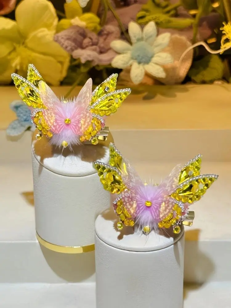 Handmade Original Design Dynamic Butterfly Hair Clip with Crystal Accents in Vibrant Colors for Stylish Looks in Green Pink Blue and Purple, Cute Hair Clips, Butterfly Claw Clip