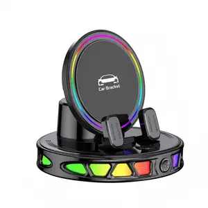 360 Rotating Wireless Car Charger, Dashboard Wireless Charging, RGB Ambient Light, Super Stable Vacuum Suction, Auto Lock Holder, Fits Most Phones, Dashboard & Windshield