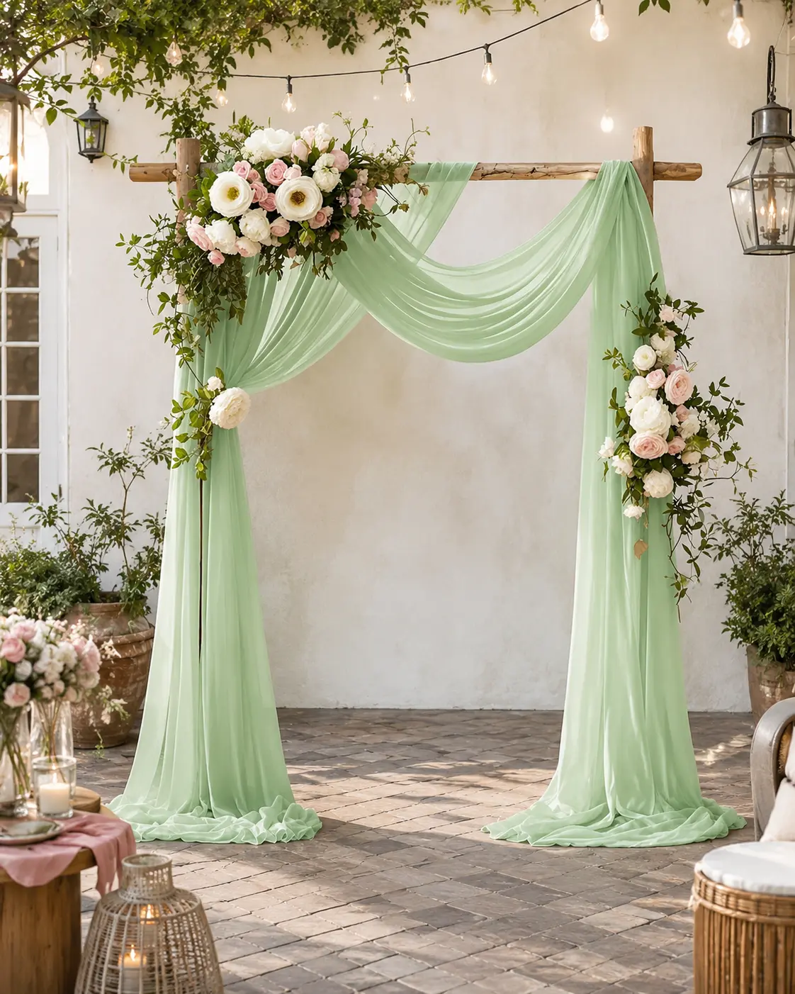 Sage Green Wedding Arch Draping Fabric, 30-Inch x 18-Foot Sheer Chiffon Backdrop Panel for Bridal Showers, Baby Showers, Photo Booths and Parties