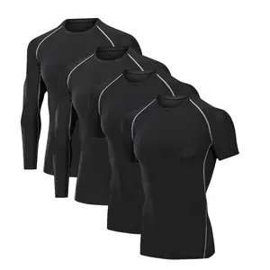 Mens Compression Shirts 4‑Pack – 2 Short Sleeve & 2 Long Sleeve Athletic Quick‑Dry Moisture‑Wicking Slim Fit Workout/Base Layer Tops for Men – Lightweight Breathable 4‑Way Stretch Sports Tee for Running, Gym, Training