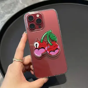 Devil Cherry with MagSafe Phone Grip, Horror Aesthetic Magnetic Phone Holder, Kawaii Scary Fan Gift , Kindle Accessories sticky Baby mount Library Card Flower-Shaped Multi-Functional Stand Universal Car Double-Sided Octo Adjustable Portable