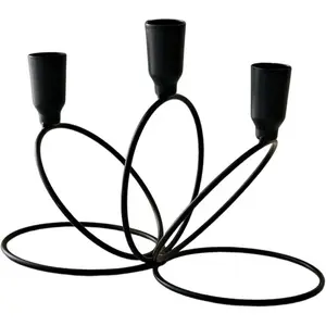 Fenteer 3 Arm Metal Candelabra Centerpiece Candlestick Accessories Interior Decoration Accessories Minimalist for Holiday Tables Candle Stand 21x10.5x15.5cm, Black