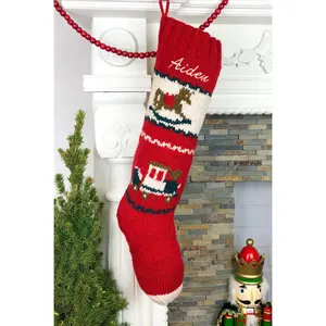 Rocking Horse Hand Knit Christmas Stocking