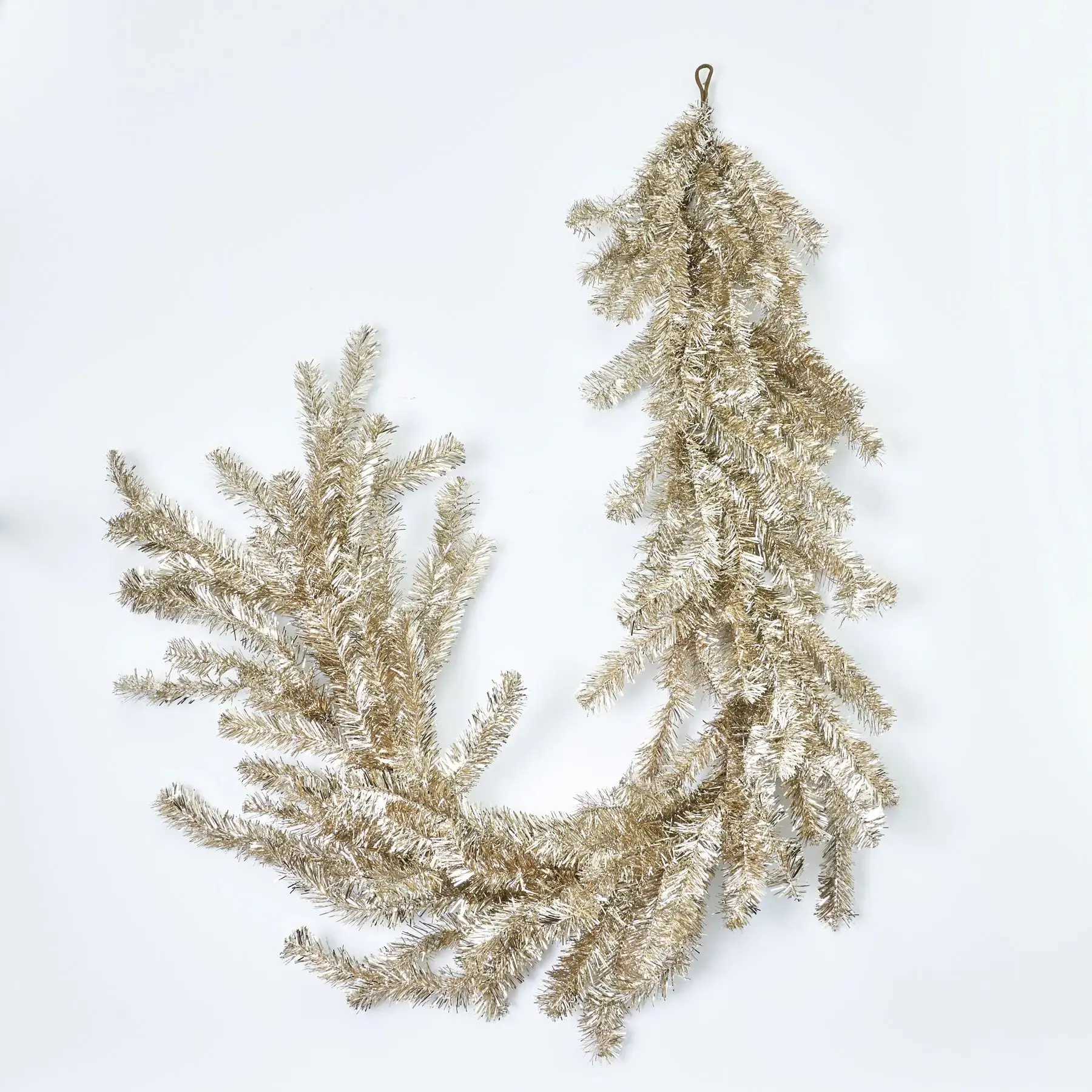 Handmade 6 ft Long Metallic Silver & Gold Glitzy Soft-Touch Tinsel Christmas Garland, Front Door Decor, Glitzy New Year's Holiday Party Decor, Artificial Floral Wreaths & Swags, 6 Feet Long