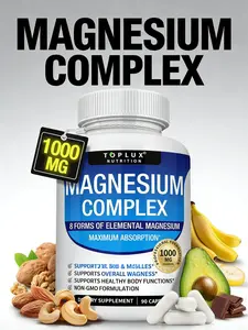 Toplux Nutrition Magnesium Glycinate Complex with Spirulina | Bone & Daily Energy Supplement 90 Caps