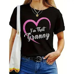 [100% Cotton] I'M That Granny Graphic Tee Stylish Round Neck TShirt , Casual Short Sleeve Top For SpringSummer, Perfect Senior Citizens' Day Gift For, Casual Wear Trendy Casual Styl T-Shirt For Men And Women funny shirt