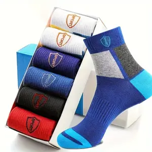 5/10 Pairs Men's Fashion Color Combination Socks, Breathable and Comfortable Neutral Casual Socks, Suitable for Men's Outdoor Running, Suitable for All Seasonsoutdoor