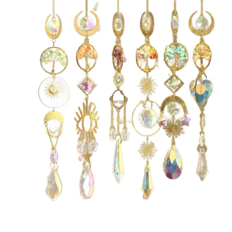 Natural Gemstone Suncatcher - 41-43cm Crystal & Stone Pyramids, Angels Figurines, Raw Geodes & Clusters, Brazil Crystal Geodes