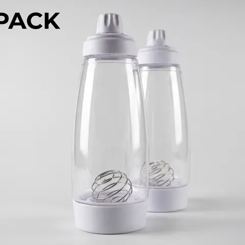Hand-crank batter mixing bottle, batter dispenser, cream whisk pitcher, pancake mixing bottle with measurement markings — for quick preparation of pancakes, cakes, and batter; simple, easy-to-clean kitchen tools suitable for making simple meals.
