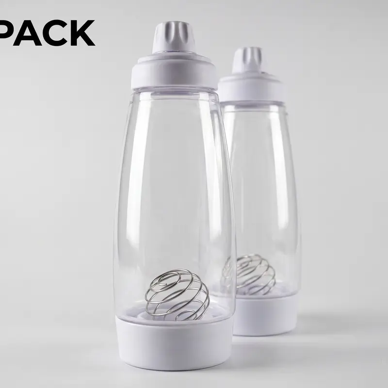 Hand-crank batter mixing bottle, batter dispenser, cream whisk pitcher, pancake mixing bottle with measurement markings — for quick preparation of pancakes, cakes, and batter; simple, easy-to-clean kitchen tools suitable for making simple meals.