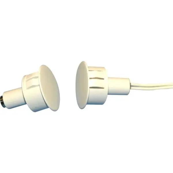 212 MAIN 1" Diameter Round Steel Closed Fire Rated GRi 180 Series Recessed Door Switch Set, White, 0.4A, 1 lbs, Commercial Mount for Security Camera Systems, 12" Leads