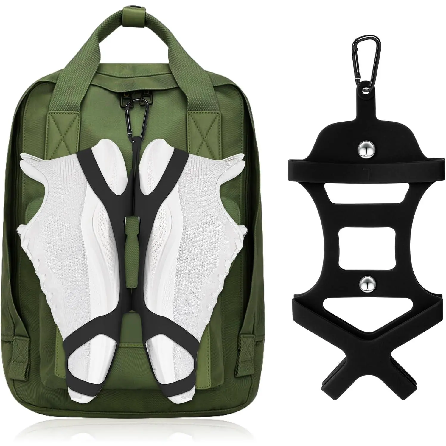 Shoe Holder for Backpack,Elastic Silicone Shoe Holster with Backpack Clips for Sneaker Bag,Hang Extra Shoes Cleats Boots or Gear on Your Bag (Black)