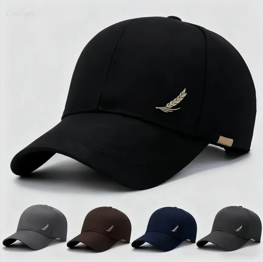Adjustable Baseball Cap 56-60cm/22.05-23.62in Size with 7.5cm/2.95in Brim and Leaf Embroidery Design