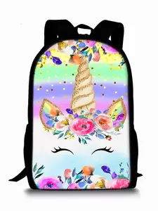 Single-layer backpack with unicorn and pony pattern print