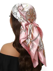 New Scarf Four Seasons Use Headscarf 35.4 Inch Luxury Square Towel 90x90 Cm Travel Shawl Fashion Print Silk Scarf Women Outdoor Wrap